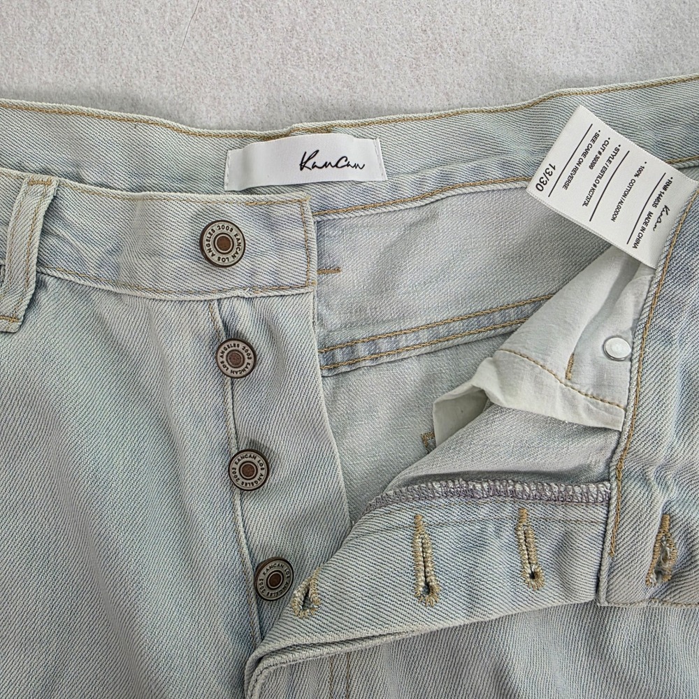 KanCan Womens Light Wash Distressed High Rise Wide Leg Jeans Size 13/30 0171 - Picture 3 of 11